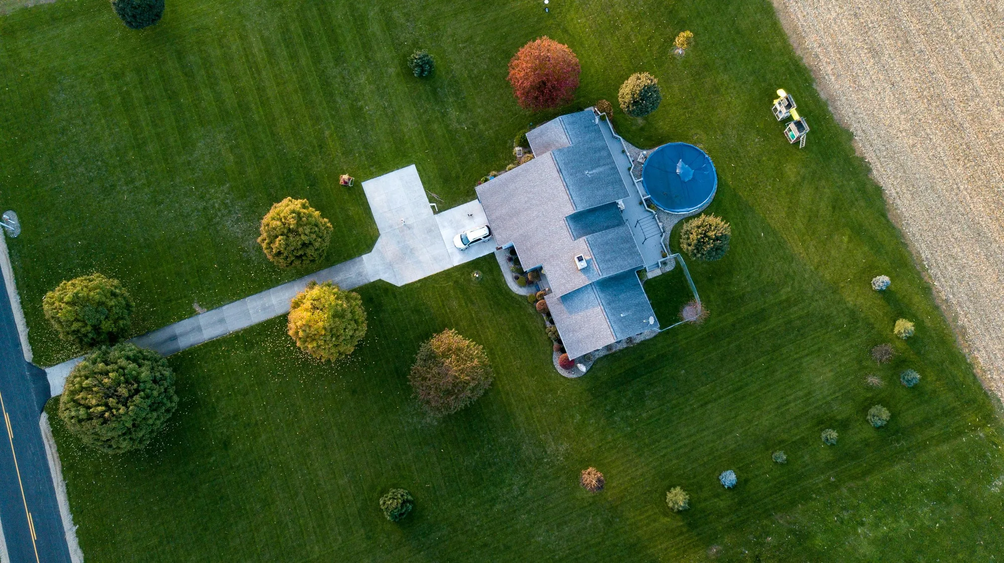 Aerial drone video still of a Colorado Springs home