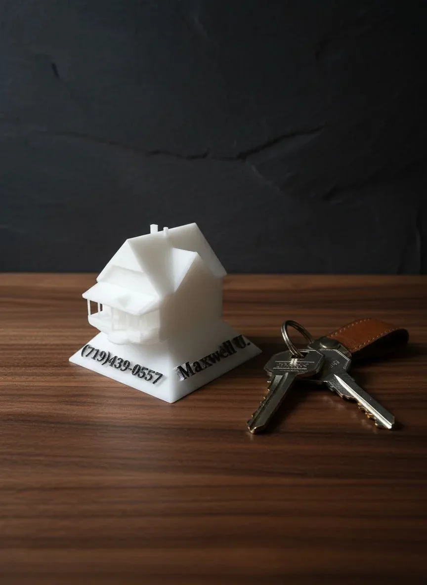 Premium 7-inch custom miniature of a listed home shown as a staged desk piece